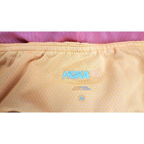 Hoka Glide Running Shorts 4" Orange Women Medium Zip Pocket Built In Liner - Picture 3 of 10